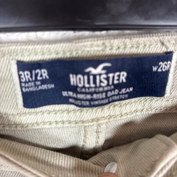 Hollister Womens Ultra High-Rise Dad Jean 3R/2R W26R Beige Denim - Picture 5 of 15